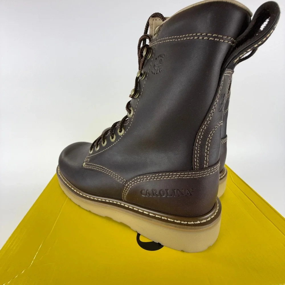Carolina CA8049 Mens 8 Inch Broad Toe Wedge Work Boots Dark Oak Leather EH 7.5 D